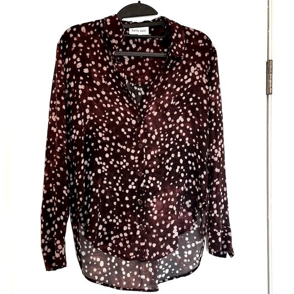 Bella Dahl Polka Dot Flowy Button Down Blouse - Picture 1 of 8